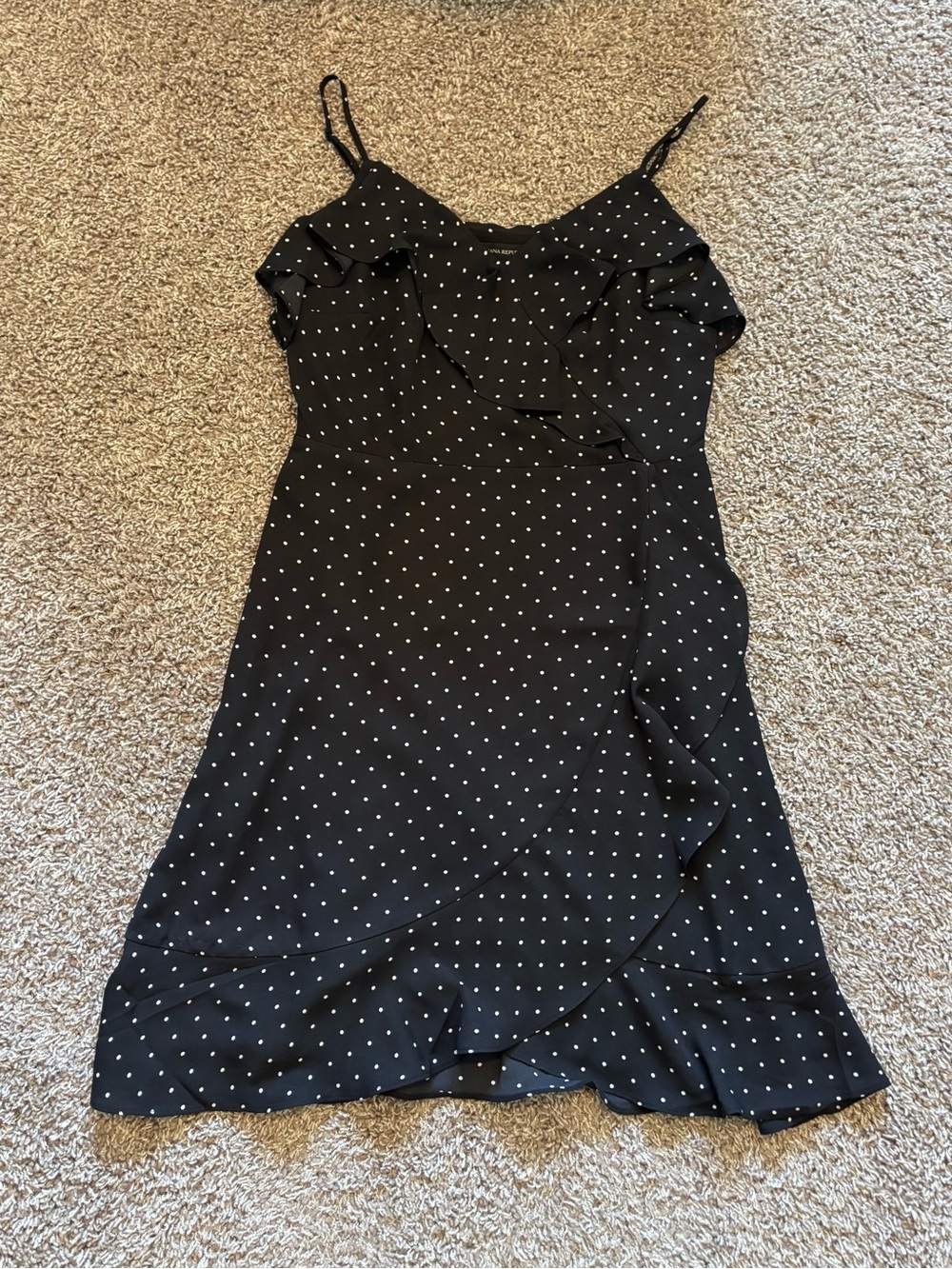 Banana Republic Black with White Polka Dot Ruffle Dress
